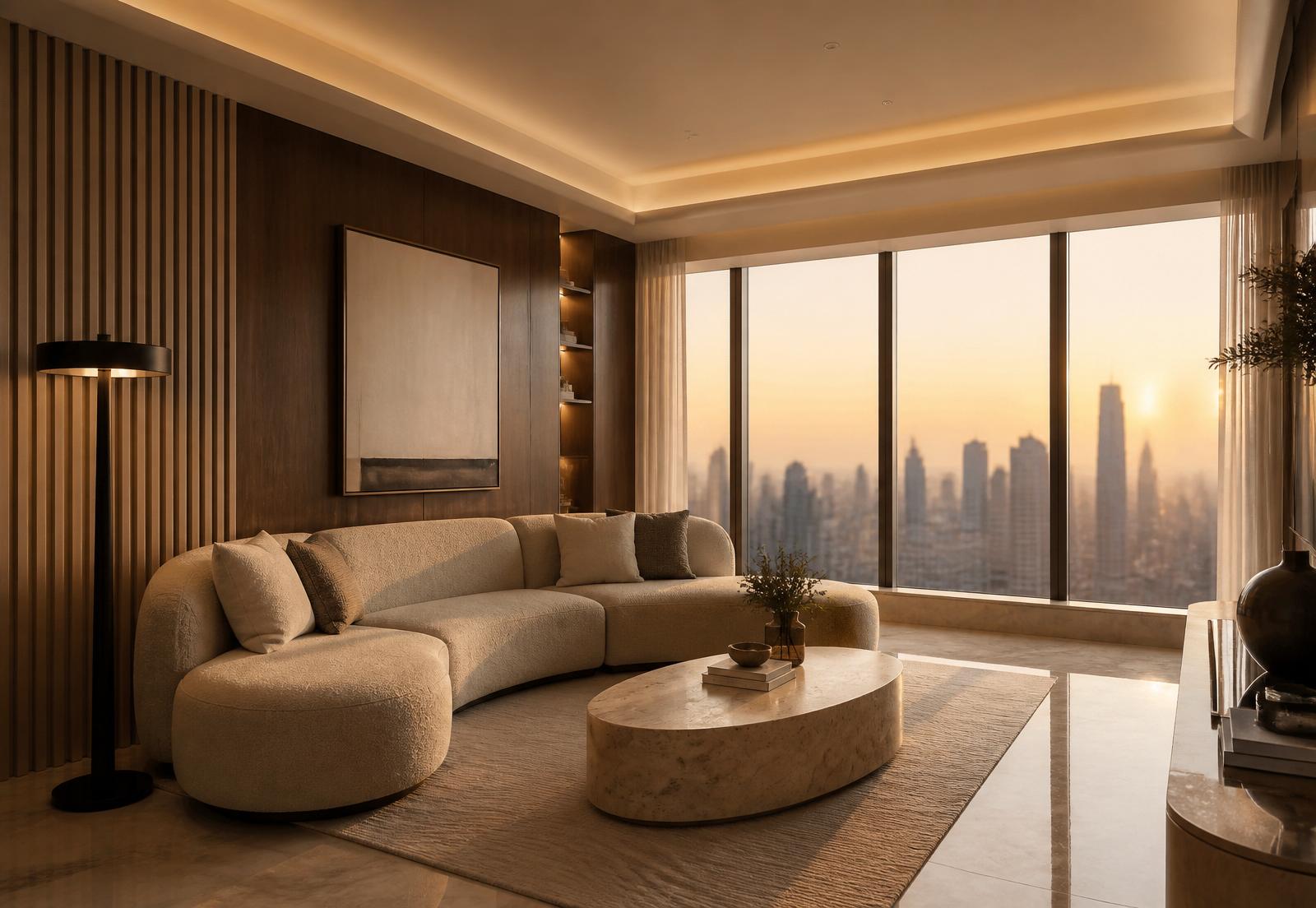 Horizon Residence — Living Room Interior by Cozy Home Interiors, Mumbai